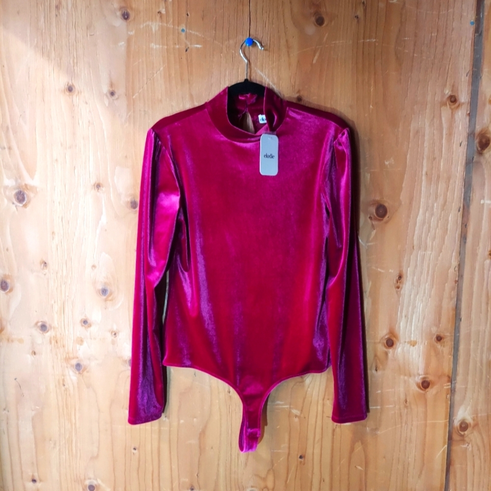 Elodie Magenta Long Sleeve Mock Neck Bodysuit